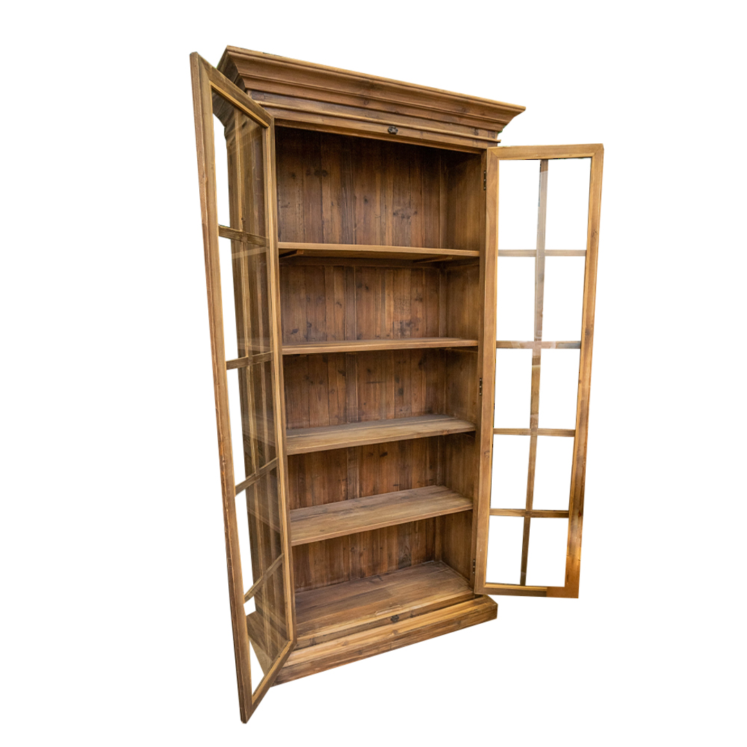 Bookcase With 2 Full Length Doors Old Pine image 4